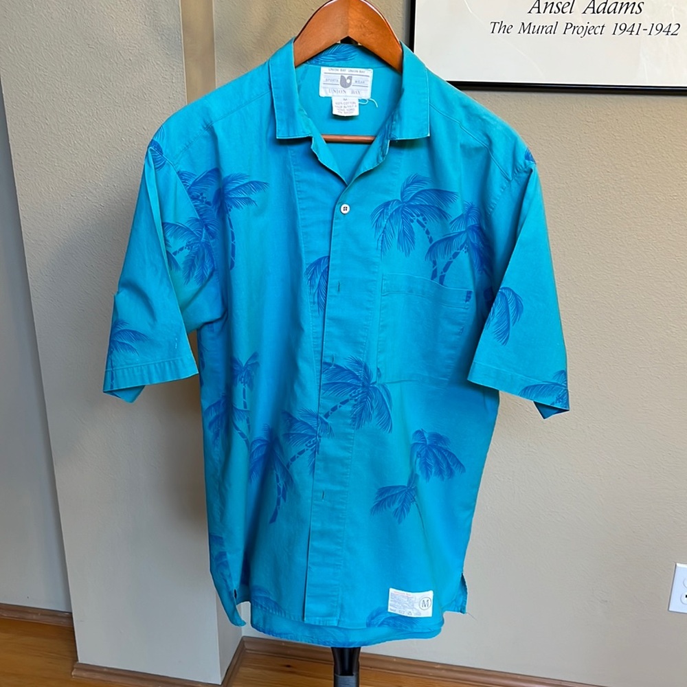 Vintage short sleeve palm print shirt
